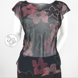 The Limited - Silk Black Sheer Top (177)